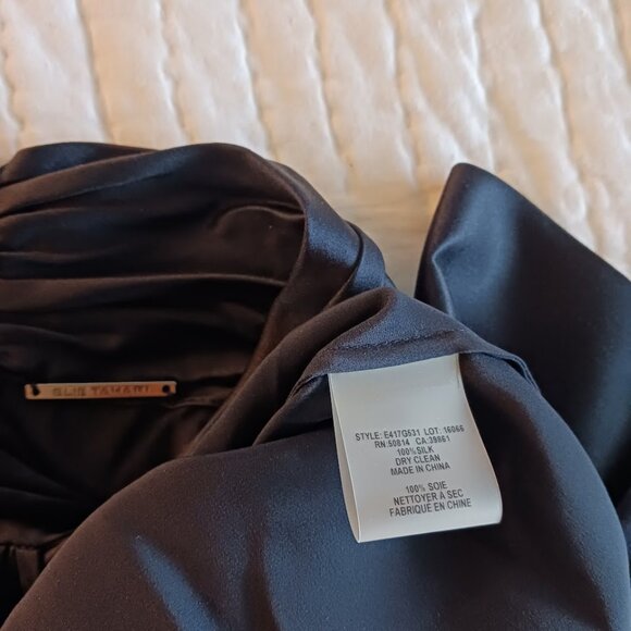 Black Silk Elie Tahari High Collar Button Up Formal Dress Shirt Womens Large Top - Picture 7 of 7